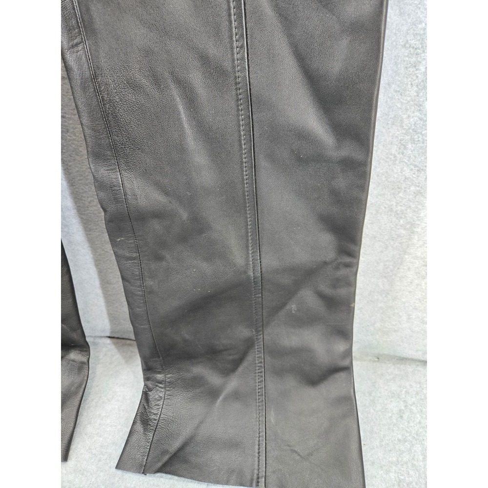 Elements by Vakko Black Leather Paneled Flare Pants Mid Rise Bootcut 4/30 - Picture 3 of 9